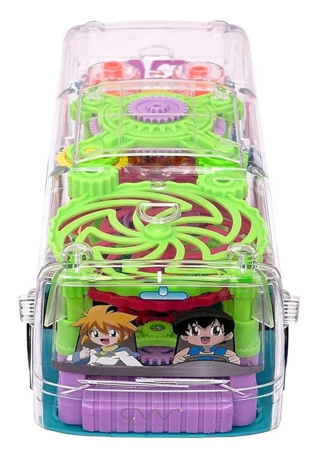 Manos Musical Bus Toy for Kids, 3D Bus Toy with 360 Degree Rotation, Gear Transparent Bus Toy with Light & Sound Effects for 1-7 Years Boys, Kids - Multicolor - Image 4